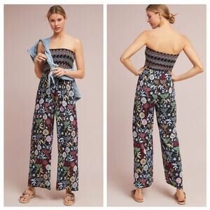 Anthropologie One September Crisfield Floral Strapless Jumpsuit Women's Medium